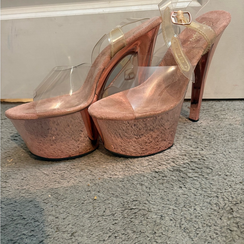 Pleaser Rose Gold Platform Heels
